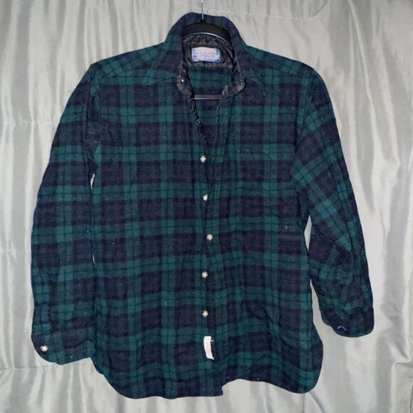 Vintage PENDLETON 100% Virgin Wool Authentic Black Watch Tartan Shirt Mens M - Picture 1 of 13